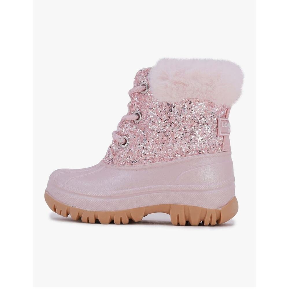 LONDON FOG Girls 9 Toddler Tadley Cold Weather Lined Pink Glitter Snow Boot